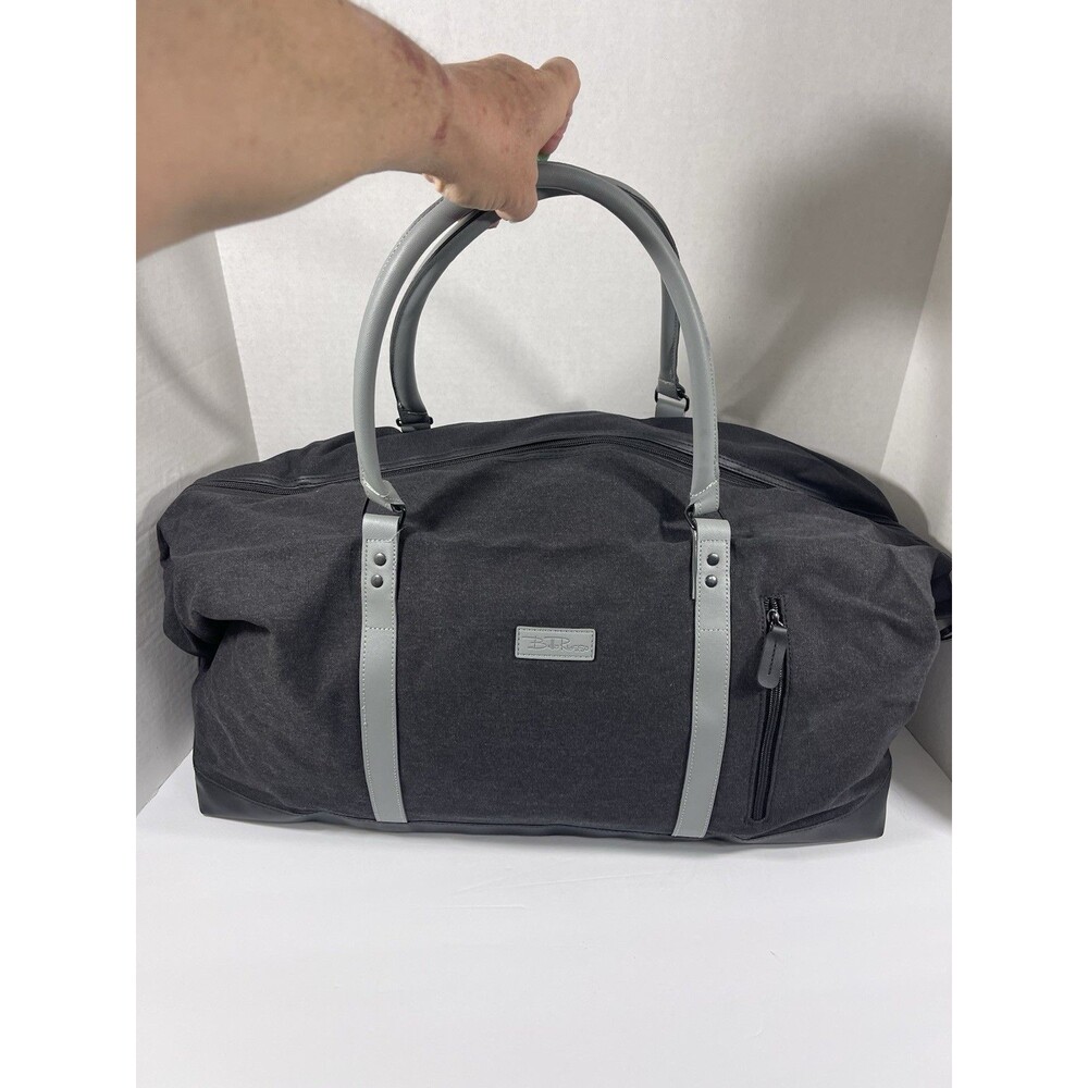 Bella Russo 24" Canvas Weekender Duffle Bag Black and Gray New